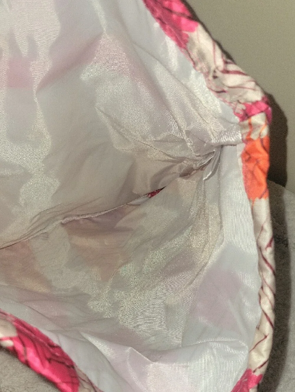 Thirty-One Pink & Orange Chevron Drawstring Backpack NWOT
